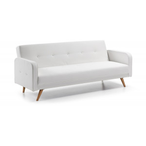 Divano letto Roger 3 posti in ecopelle bianco 210 cm