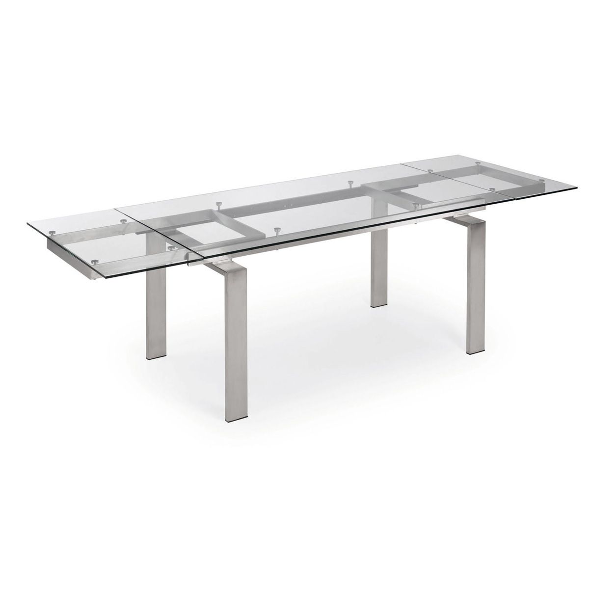 Tavolo allungabile Nara in vetro e struttura in acciaio inox 160 (240) x 85 cm