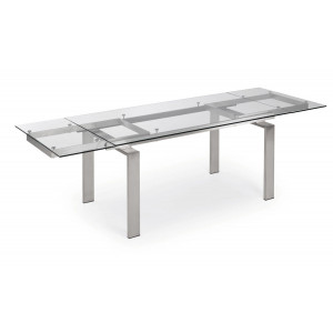 Tavolo allungabile Nara in vetro e struttura in acciaio inox 160 (240) x 85 cm