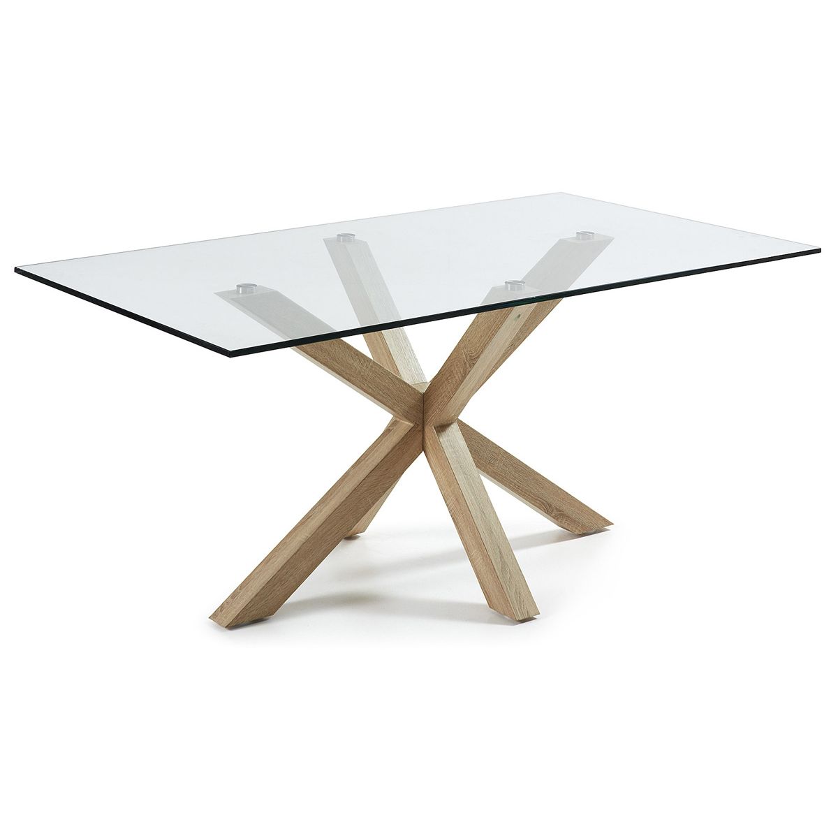 Tavolo Argo in vetro e gambe in acciaio effetto legno 160 x 90 cm