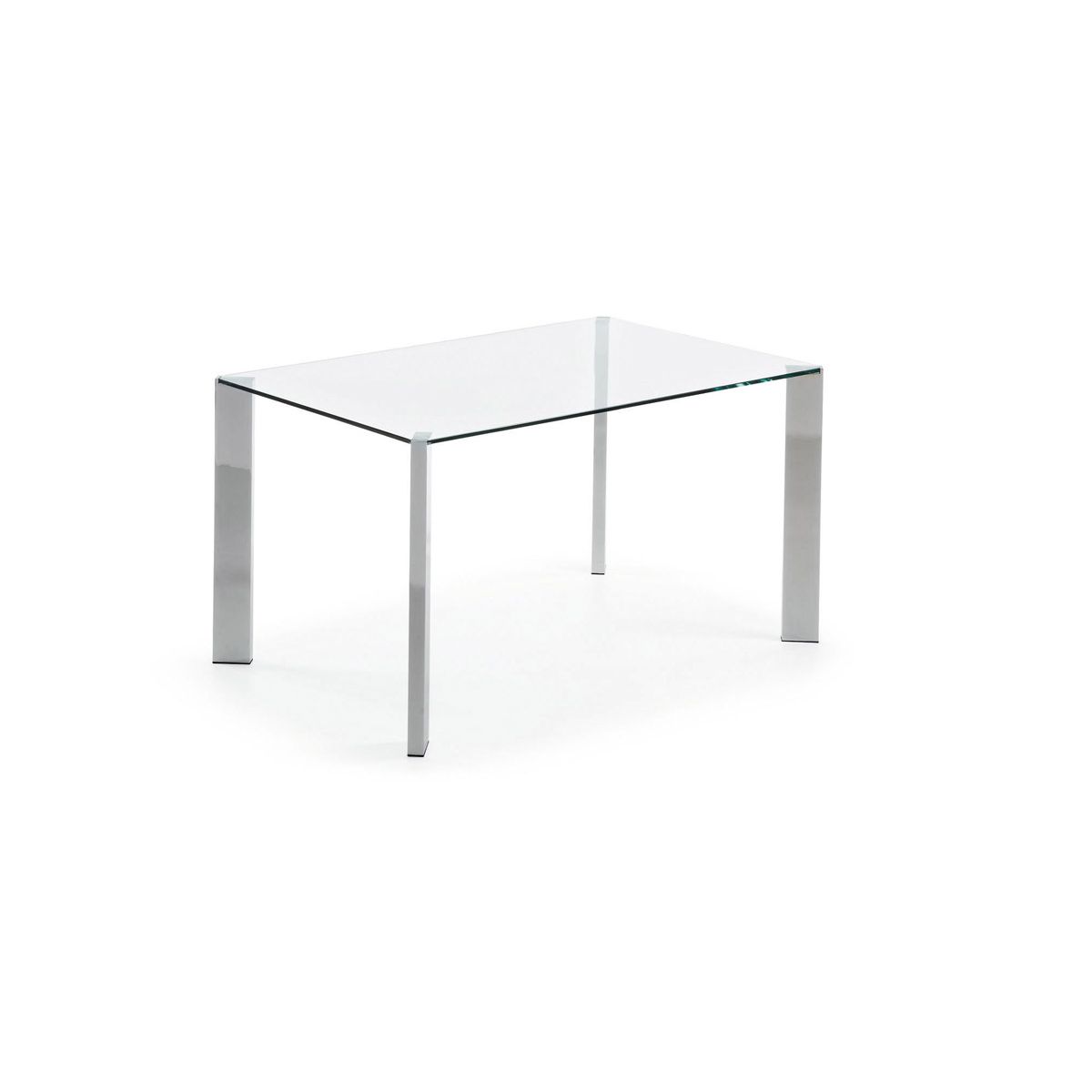 Tavolo Spot in vetro e gambe in acciaio cromato 142 x 92 cm