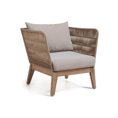 Poltrona Belleny in corda beige e legno massello di acacia 100% FSC