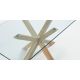 Tavolo Argo 180 cm cristallo gambe effetto legno dettaglio