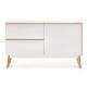 Credenza Melan 1 anta e 2 cassetti laccata bianca e legno massello di caucciù 120 x 72 cm vista