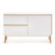 Credenza Melan 1 anta e 2 cassetti laccata bianca e legno massello di caucciù 120 x 72 cm vista