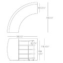 Fiesta Bancone bar curvo 160x160x115 LED Vondom dimensioni