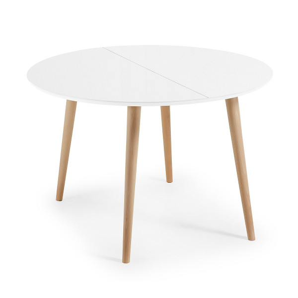 Oqui tavolo allungabile rotondo 120/200 x 120 cm bianco