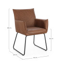 Sedia con braccioli Evelyn Cognac Bizzotto dimensioni