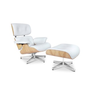 Poltrona Charles Eames con pouf base cromata