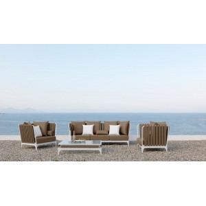 Set Stripe bianco/taupe
