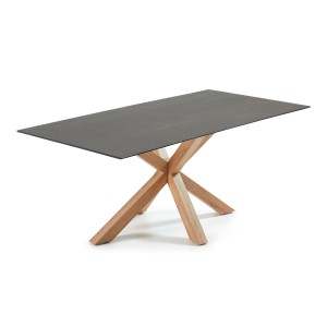Tavolo Arya 160x90 metallo effetto legno piano ceramica
