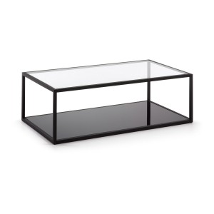 Tavolino Greenhill 110 nero con vetro nero e trasparente