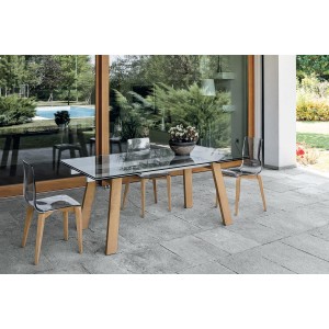 Tavolo Giove 180 in legno e vetro