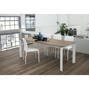 Tavolo Saturno 130 in metallo bianco e laminato