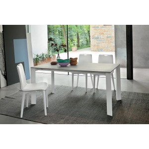 Tavolo Saturno 160 in metallo bianco e laminato