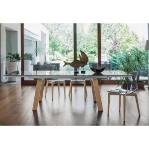 Tavolo Marte 180 in legno e vetro