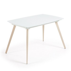 Tavolo Snugg 120 metallo naturale vetro bianco