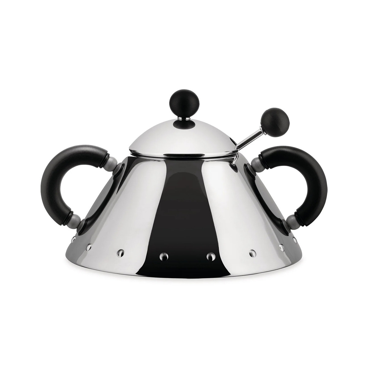 Alessi 9097 B Zuccheriera con cucchiaino in acciaio Inox-Nero