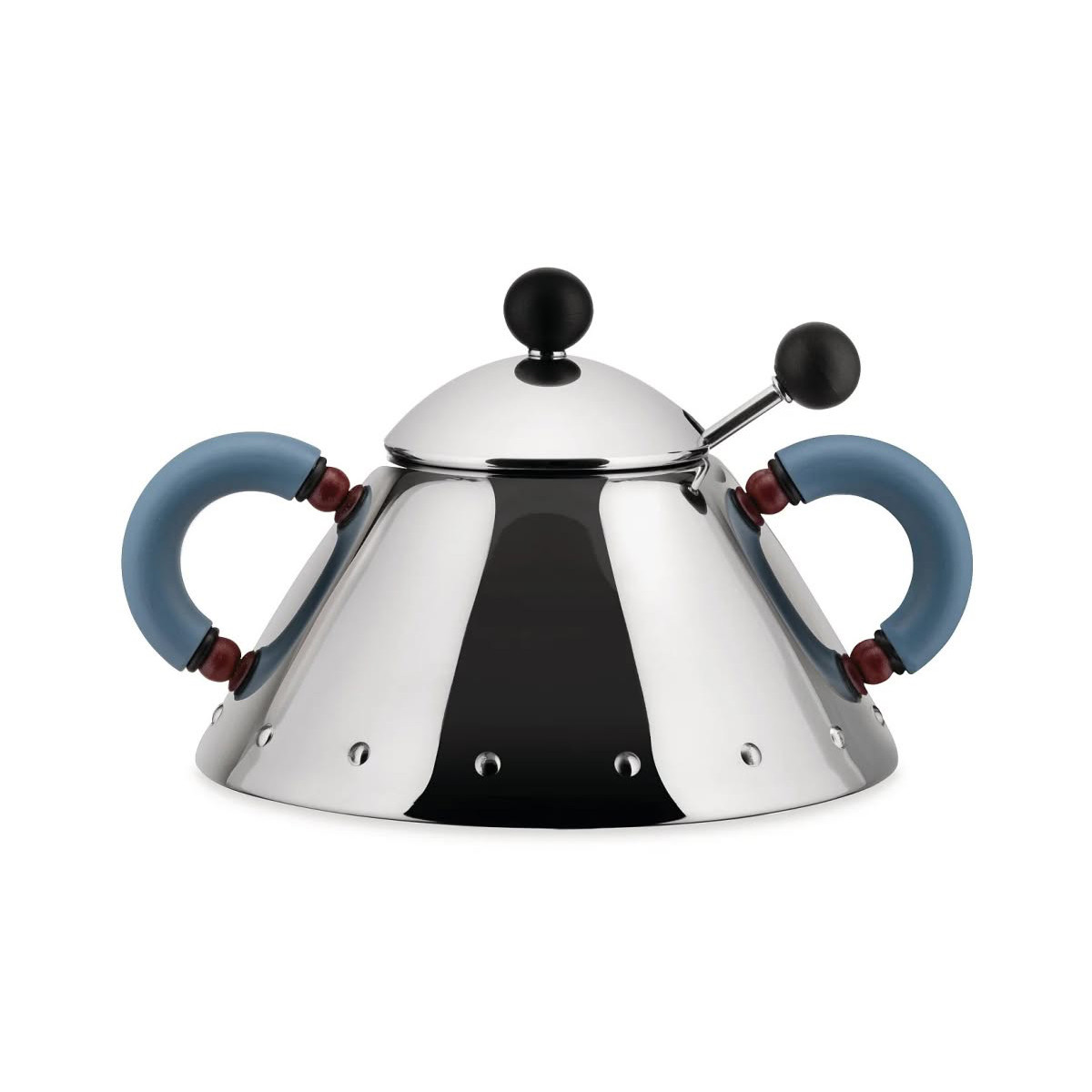 Alessi 9097 Zuccheriera con cucchiaino in acciaio Inox-Azzurro