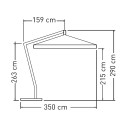 Afrodite ombrellone a braccio laterale 200x300 Ombrellificio Veneto dimensioni