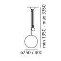 Artemide Aggregato Saliscendi Sfera Ø 40 Lampada a sospensione dimensioni
