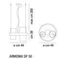 Armonia SP 50 lampada a sospensione Vistosi dimensioni