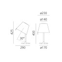 Artemide Melampo Notte lampada da tavolo dimensioni