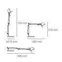 Artemide Tolomeo Micro Led Alluminio lampada da tavolo dimensioni 