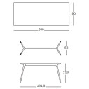 Baguette Tavolo 200x90 in alluminio verniciato e MDF Magis dimensioni