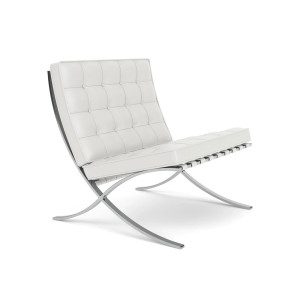 Knoll Mies Van Der Rohe Barcelona Poltrona Pelle Volo Bianco 