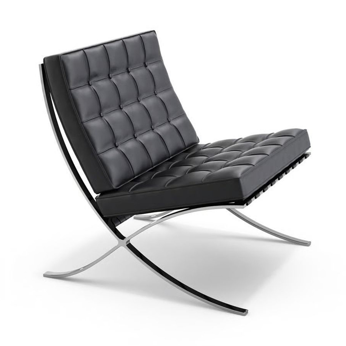 Knoll Mies Van Der Rohe Barcelona Poltrona Velluto Pelle Nero