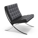 Knoll Mies Van Der Rohe Barcelona Poltrona Velluto Pelle Nero vista