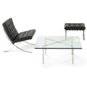 Knoll Mies Van Der Rohe Barcelona Poltrona Velluto Pelle Nero vista