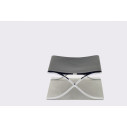 Knoll Mies Van Der Rohe Barcelona Sgabello in cuoio nero vista