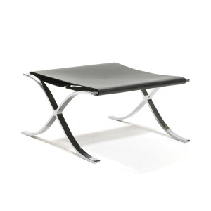 Knoll Mies Van Der Rohe Barcelona Sgabello in cuoio nero