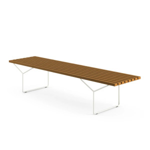 Knoll Bertoia Panca Listoni Teak Struttura Rilsan Bianco Outdoor