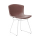 Knoll Bertoia Sedia in Cuoio vista struttura bianca cuoio marrone scuro