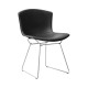 Knoll Bertoia Sedia in Cuoio vista struttura cromata cuoio nero