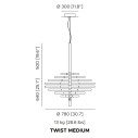 Bianca Twist Medium lampada a sospensione Contardi dimensioni