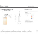 Candle 1 Battery lampada da tavolo/muro In-es.artdesign scheda tecnica