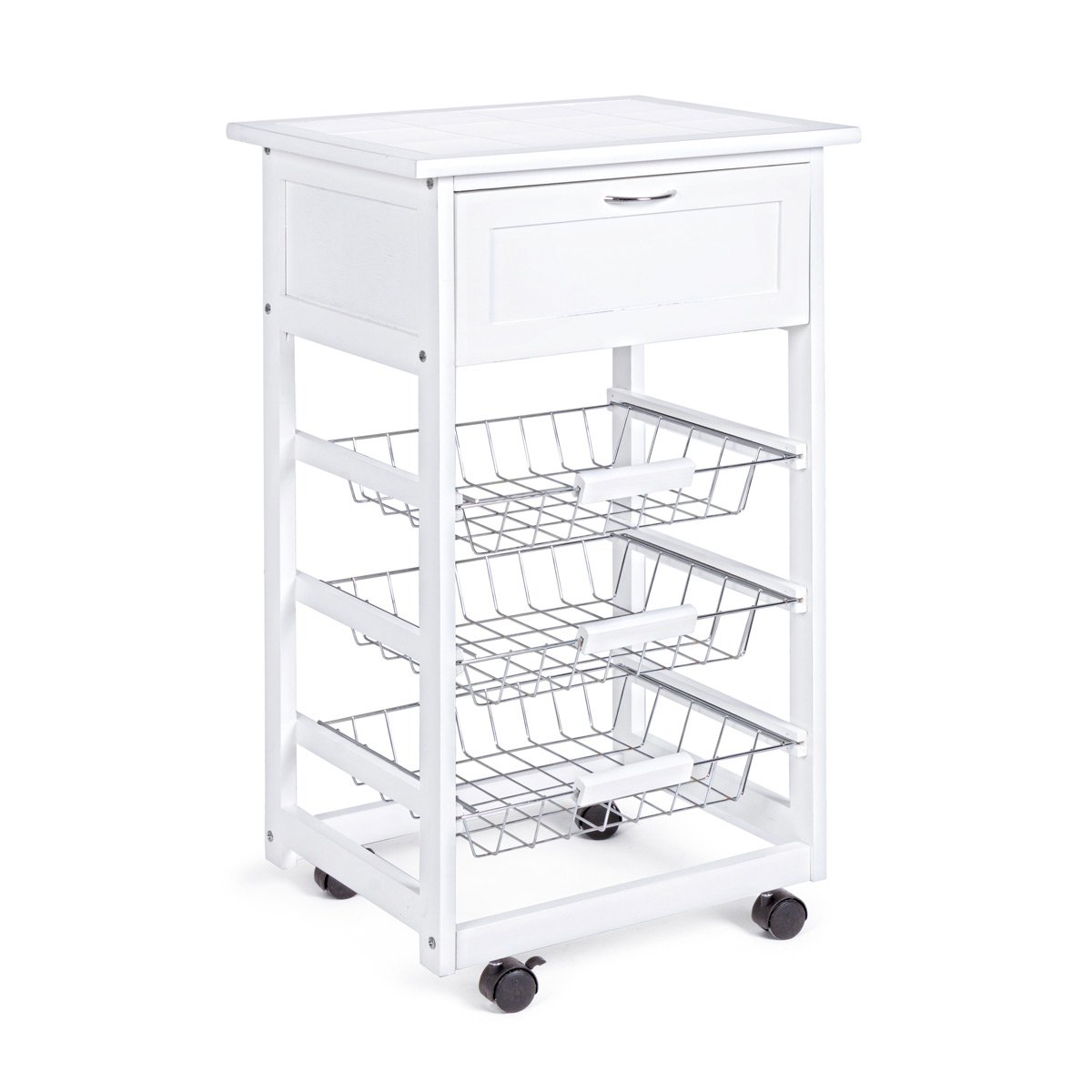 Carrello cucina portapane Jim 3cest-1c bianco BIZZOTTO