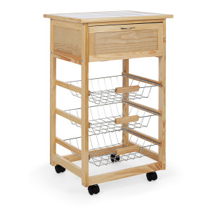 Carrello cucina portapane Jim 3cest-1c naturale