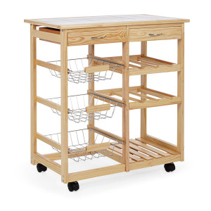Carrello cucina Duo 2c-3cest con portabottiglie naturale