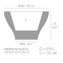 Centro Alto Vaso 120x120x75 cm Vondom dimensioni