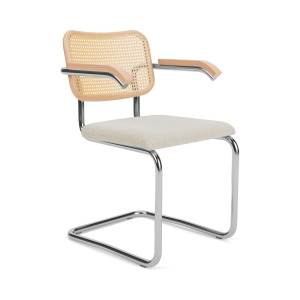 Knoll Breuer Cesca Sedia con braccioli faggio naturale e seduta rivestita