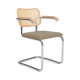 Knoll Breuer Cesca Sedia con braccioli faggio naturale e seduta rivestita vista Taupe