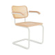 Knoll Breuer Cesca Sedia con braccioli verniciata faggio naturale vista struttura bianco ultra opaco