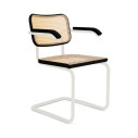 Knoll Breuer Cesca Sedia con braccioli verniciata faggio nero vista struttura bianco ultra opaco