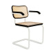 Knoll Breuer Cesca Sedia con braccioli verniciata faggio nero vista struttura bianco ultra opaco