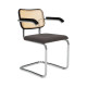 Knoll Breuer Cesca Sedia con braccioli faggio nero e seduta rivestita vista Charcoal